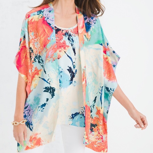 Chico's | Tops | Chicos Wild Print Ruana Wrap Size Smallmedium | Poshmark